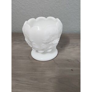 Vtg Westmoreland Milk Glass Panel Grapevine Candy Sugar Dish Bowl Grandma Retro